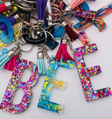 Resin Initial Key Chains - image1